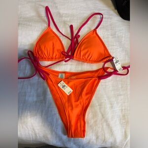 Aerie Vibrant Orange and Pink Bikini Set NWT